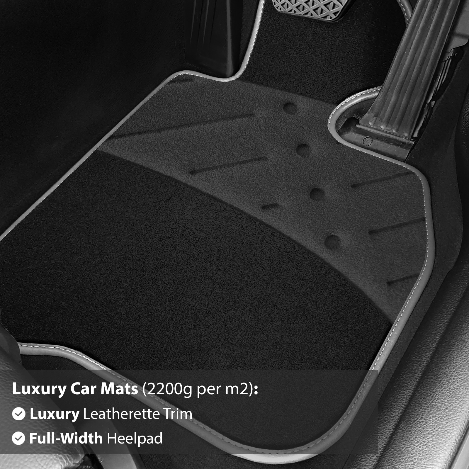 Rmsone Tailored Black Car Mats For Mercedes CLC Coupe (2008+) – Set Of 4 With Silver Trim